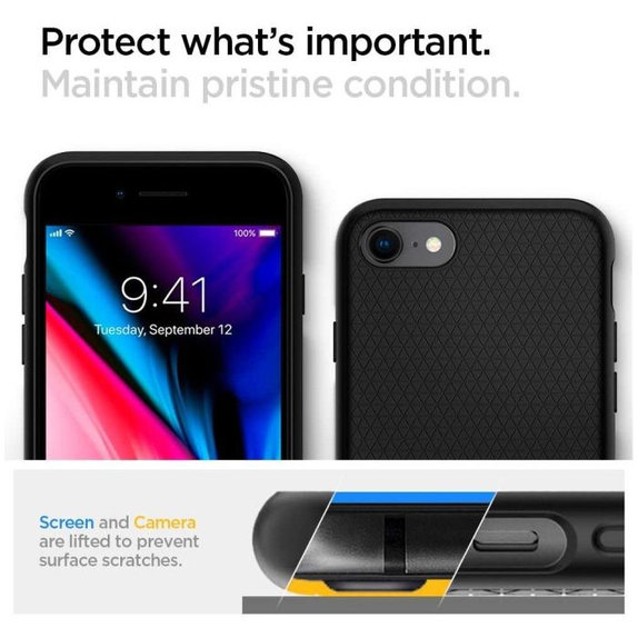 Θήκη Liquid Air για iPhone 7, 8, SE 2020 & SE 2022 | Μαύρο | Black | Spigen