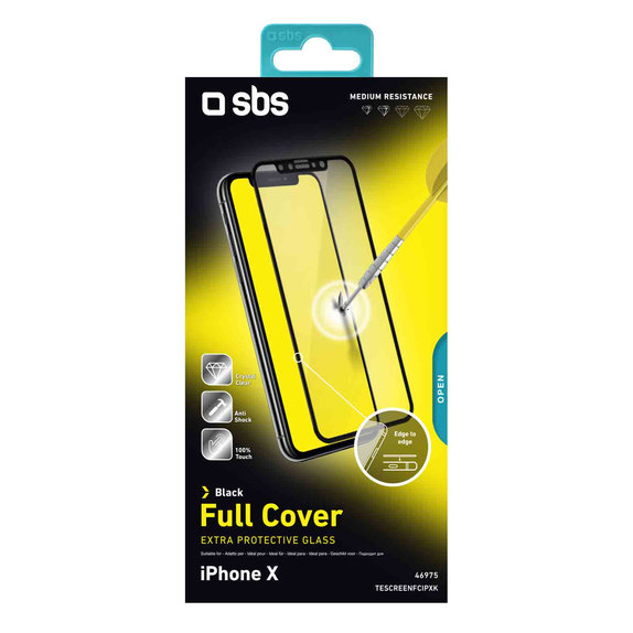Σκληρυμένο γυαλί για iPhone X, XS, 11 Pro, Full Cover, Μαύρο, Black, SBS