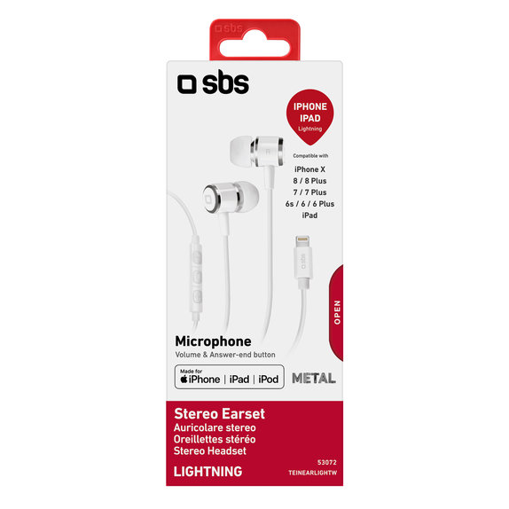 Ακουστικά με Μικρόφωνο, Lightning | λευκό | white | SBS