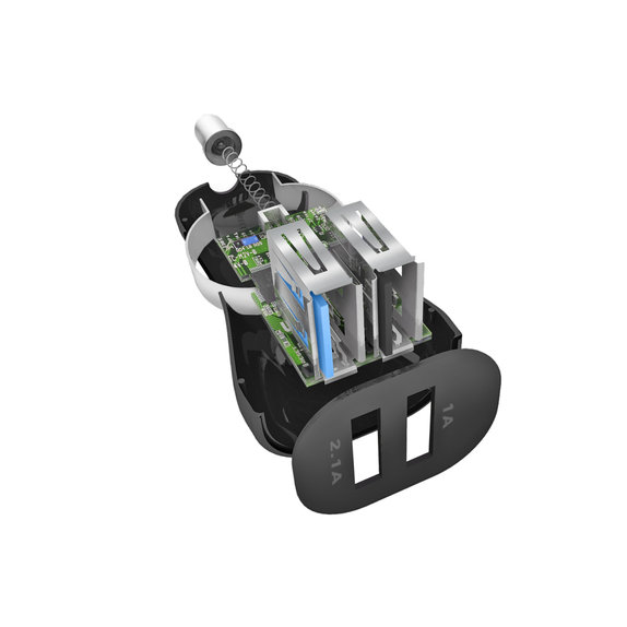 Φορτιστής Αυτοκινήτου 2x USB + Καλώδιο USB / USB-C | Μαύρος | SBS