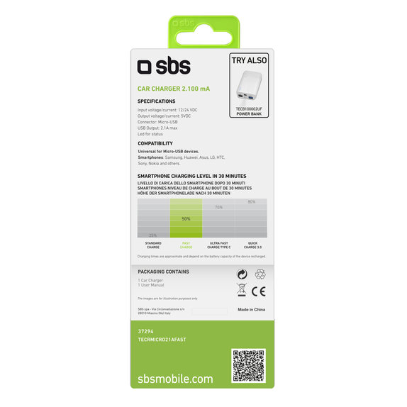 Φορτιστής Αυτοκινήτου Micro-USB, 2.1A | Μαύρος | SBS