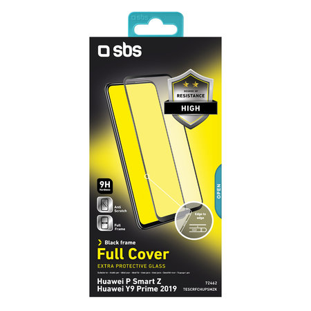 Προστατευτικό Γυαλί Full Cover για Huawei P Smart Z, Y9 Prime 2019, μαύρο, Black, SBS