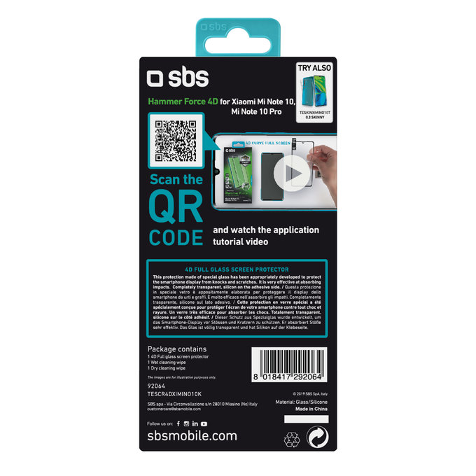 Θήκη Tempered Glass 4D Full Glass για Xiaomi Mi Note 10, Mi Note 10 Pro | Μαύρο | Black | SBS