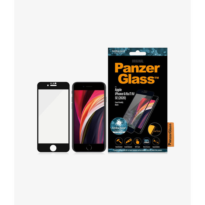 Θήκη Tempered Glass Case Friendly AB για iPhone 6, 6s, 7, 8, SE 2020 & SE 2022 | Μαύρο | Black | PanzerGlass
