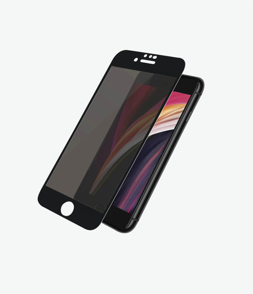 Σκληρυμένο γυαλί για iPhone 6, 6s, 7, 8, SE 2020, SE 2022, Privacy Case Friendly, Μαύρο, Black, PanzerGlass
