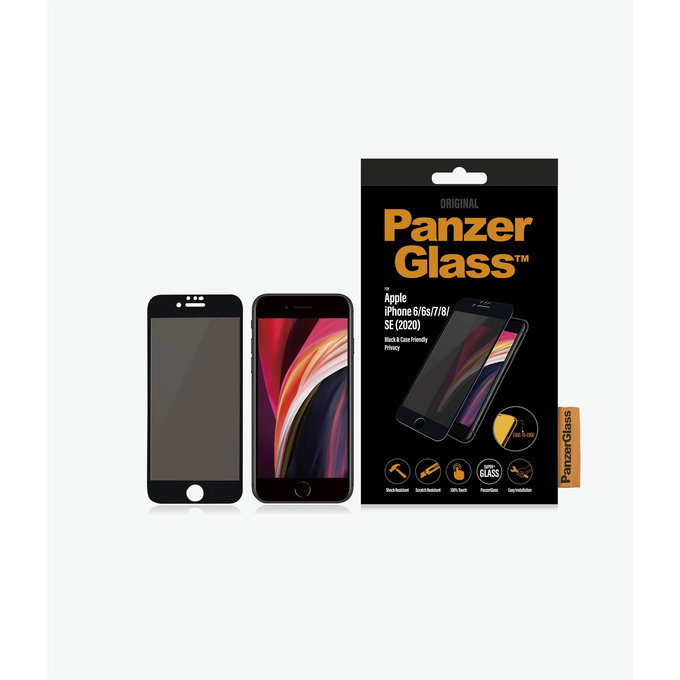 Θήκη Tempered Glass Privacy Case Friendly για iPhone 6, 6s, 7, 8, SE 2020 & SE 2022 | Μαύρο | Black | PanzerGlass