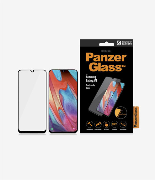 Σκληρυμένο γυαλί για Samsung A41, Case Friendly, Μαύρο, Black, PanzerGlass