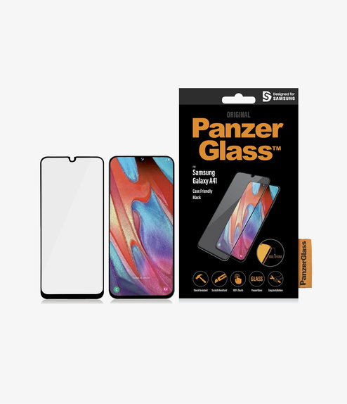 Σκληρυμένο γυαλί για Samsung A41, Case Friendly, Μαύρο, Black, PanzerGlass