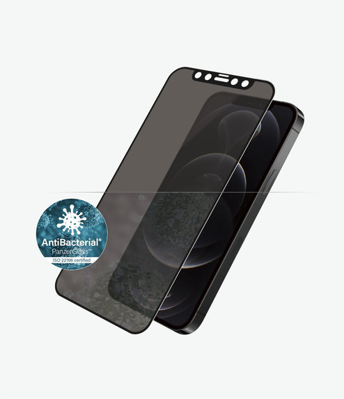 Σκληρυμένο γυαλί για iPhone 12, 12 Pro, Privacy Case Friendly AB, Μαύρο, Black, PanzerGlass