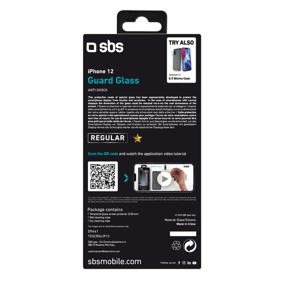 Σκληρυμένο γυαλί για iPhone 12 mini, Transparent, SBS