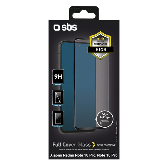 Σκληρυμένο γυαλί για Xiaomi Redmi Note 10 Pro, Full Cover, Μαύρο, Black, SBS