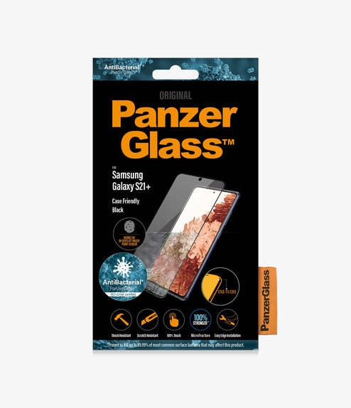 Σκληρυμένο γυαλί για Samsung S21+, Fingerprint komp., Case Friendly AB, Μαύρο, Black, PanzerGlass