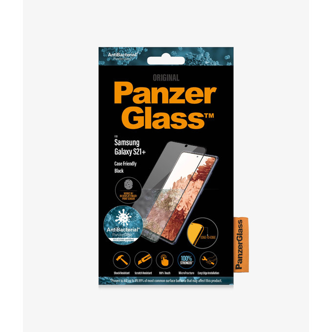 Θήκη Tempered Glass Case Friendly AB για Samsung S21+, Fingerprint komp. | Μαύρο | Black | PanzerGlass