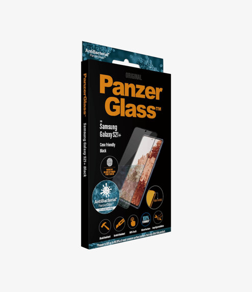 Σκληρυμένο γυαλί για Samsung S21+, Fingerprint komp., Case Friendly AB, Μαύρο, Black, PanzerGlass