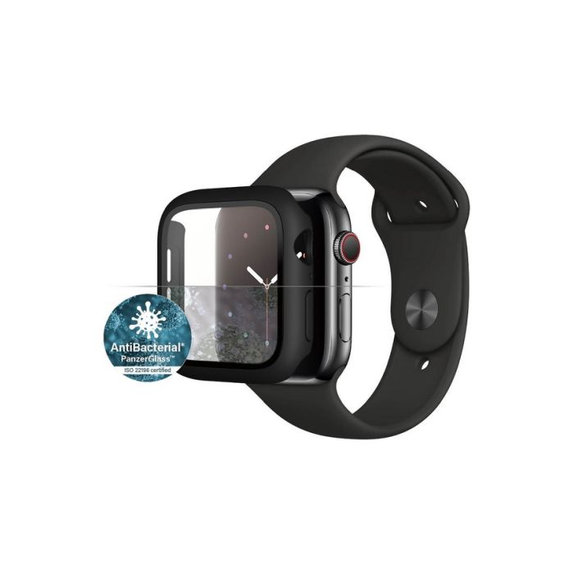 Προστατευτικό Γυαλί για Apple Watch 4, 5, 6, SE (1st gen), SE (2nd gen) 44mm, Full Body AB, Μαύρο, Black, PanzerGlass
