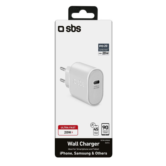Αντάπτορας Φόρτισης USB-C 20W, λευκός | SBS