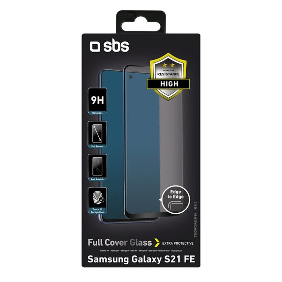 Σκληρυμένο γυαλί για Samsung S21 FE, Full Cover, Μαύρο, Black, SBS