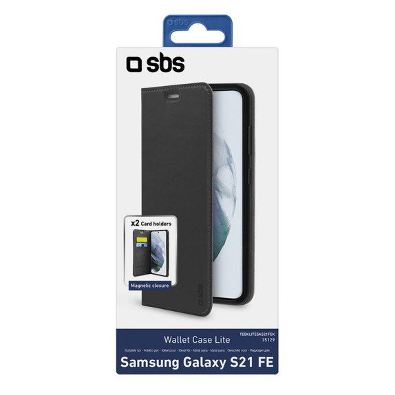 Θήκη Βιβλίο Πορτοφόλι Lite για Samsung S21 FE, Μαύρο, Black, SBS