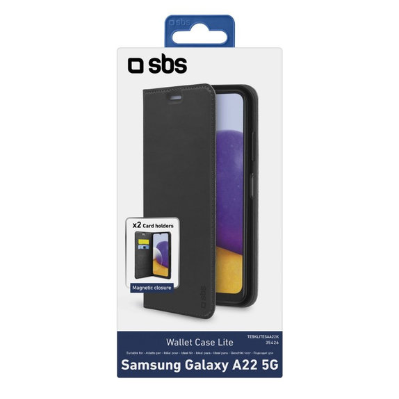 Θήκη Βιβλίο Πορτοφόλι Lite για Samsung A22 5G, Μαύρο, Black, SBS