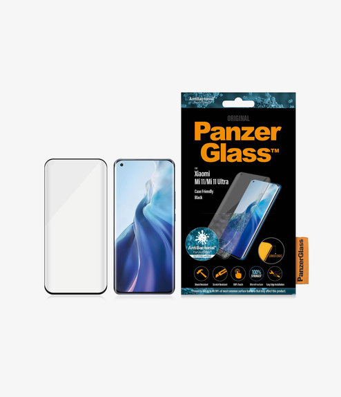 Σκληρυμένο γυαλί για Xiaomi Mi 11, Mi 11 Ultra, Case Friendly AB, Μαύρο, Black, PanzerGlass