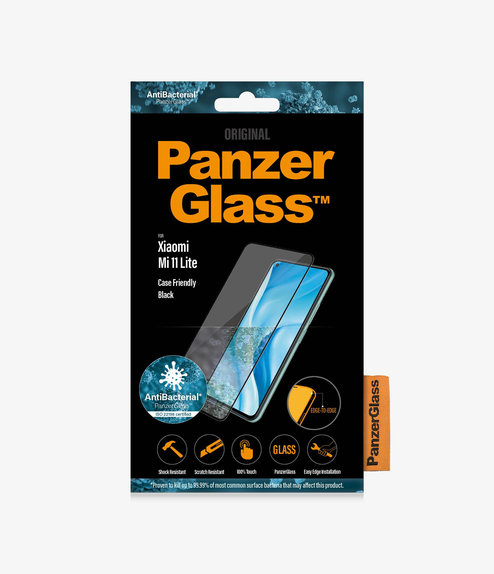 Σκληρυμένο γυαλί για Xiaomi Mi 11 Lite, Case Friendly, Μαύρο, Black, PanzerGlass