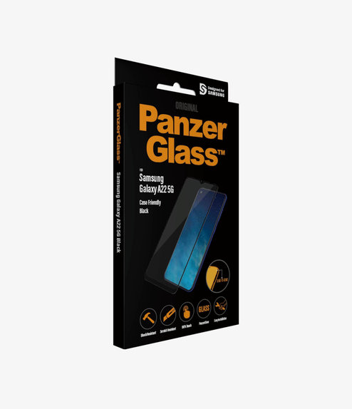 Σκληρυμένο γυαλί για Samsung A22 5G, Μαύρο, Black, Case Friendly, PanzerGlass