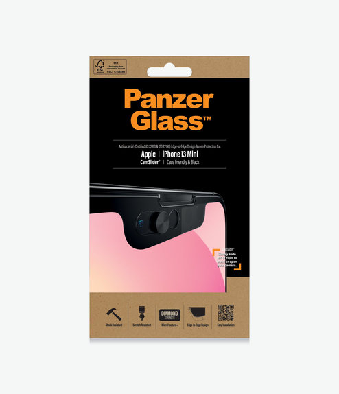 Προστατευτικό Γυαλί για iPhone 13 mini, Case Friendly CamSlider AB, Μαύρο, Black, PanzerGlass