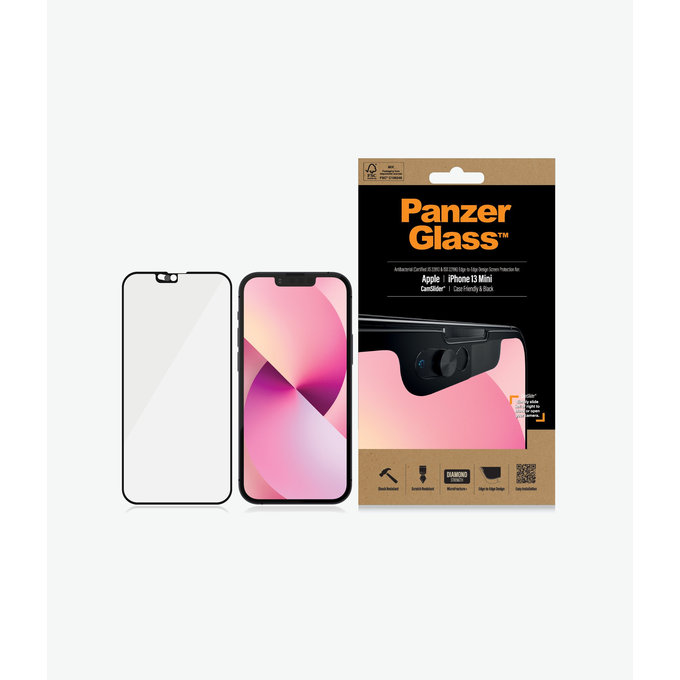 Προστατευτικό Γυαλί Case Friendly CamSlider AB για iPhone 13 mini, Μαύρο | Black | PanzerGlass