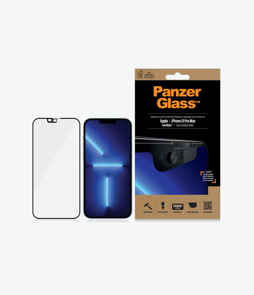 Προστατευτικό Γυαλί για iPhone 13 Pro Max, 14 Plus, Case Friendly CamSlider AB, Μαύρο, Black, PanzerGlass