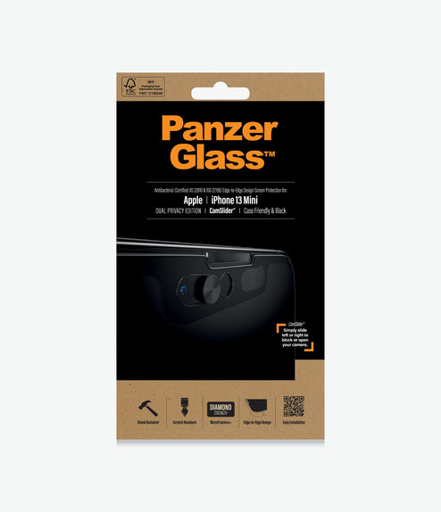 Προστατευτικό Γυαλί για iPhone 13 mini, Case Friendly Privacy CamSlider AB, Μαύρο, Black, PanzerGlass