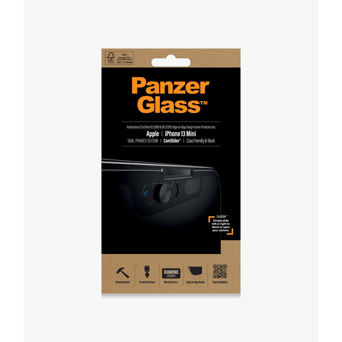 Προστατευτικό Γυαλί Case Friendly Privacy CamSlider AB για iPhone 13 mini, Μαύρο | Black | PanzerGlass