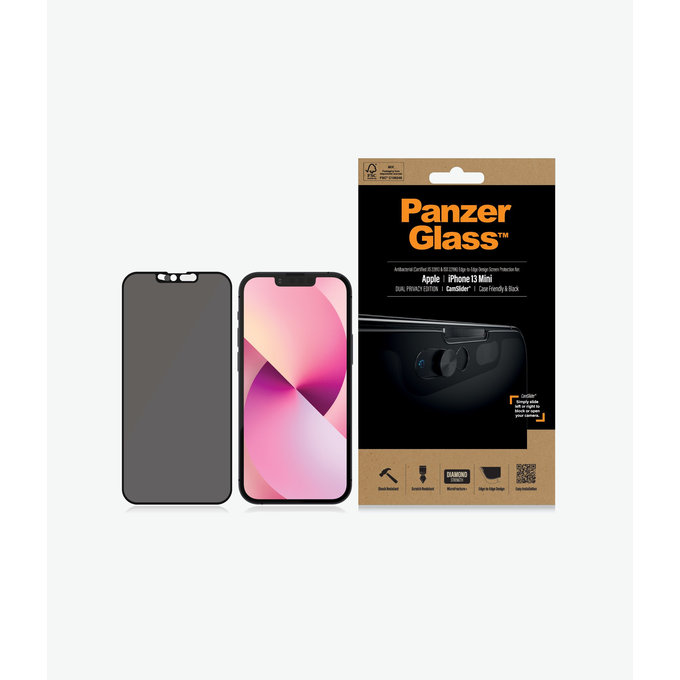 Προστατευτικό Γυαλί Case Friendly Privacy CamSlider AB για iPhone 13 mini, Μαύρο | Black | PanzerGlass