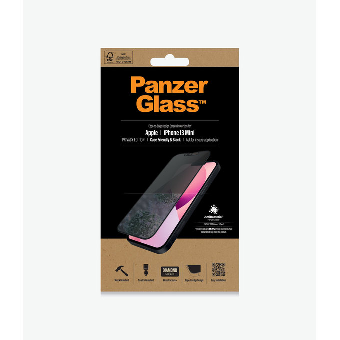 Προστατευτικό Γυαλί Case Friendly Privacy AB για iPhone 13 mini, Μαύρο | Black | PanzerGlass