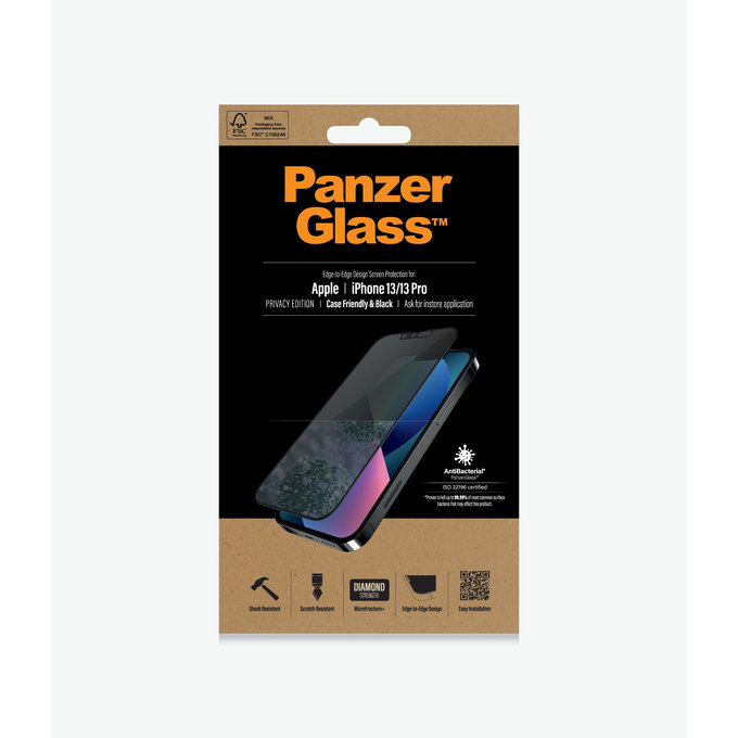 Προστατευτικό Γυαλί Case Friendly Privacy AB για iPhone 13, 13 Pro & 14, Μαύρο | Black | PanzerGlass