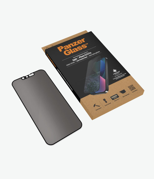 Προστατευτικό Γυαλί για iPhone 13, 13 Pro, 14, Case Friendly Privacy AB, Μαύρο, Black, PanzerGlass