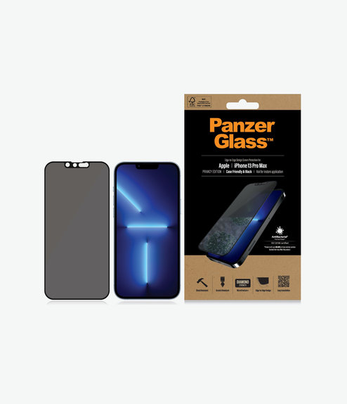 Προστατευτικό Γυαλί για iPhone 13 Pro Max, 14 Plus, Case Friendly Privacy AB, Μαύρο, Black, PanzerGlass