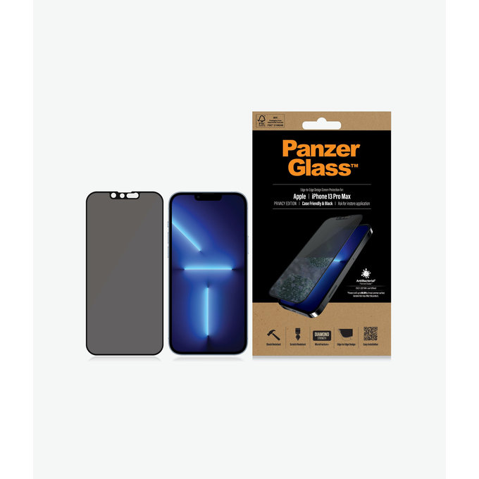 Προστατευτικό Γυαλί Case Friendly Privacy AB για iPhone 13 Pro Max & 14 Plus, Μαύρο | Black | PanzerGlass