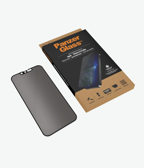 Προστατευτικό Γυαλί για iPhone 13 Pro Max, 14 Plus, Case Friendly Privacy AB, Μαύρο, Black, PanzerGlass