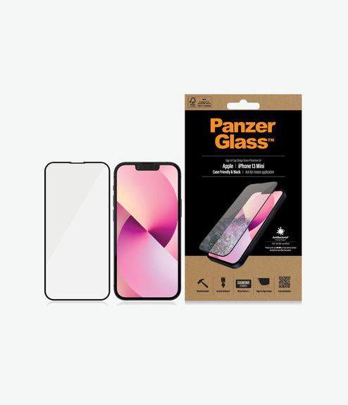 Προστατευτικό Γυαλί για iPhone 13 mini, Case Friendly AB, Μαύρο, Black, PanzerGlass