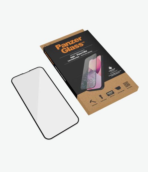 Προστατευτικό Γυαλί για iPhone 13 mini, Case Friendly AB, Μαύρο, Black, PanzerGlass