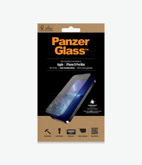 Προστατευτικό Γυαλί για iPhone 13 Pro Max, 14 Plus, Case Friendly Anti-Glare AB, Μαύρο, Black, PanzerGlass