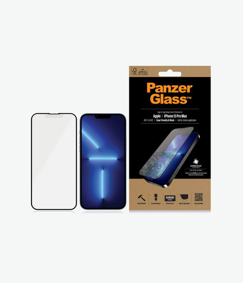 Προστατευτικό Γυαλί για iPhone 13 Pro Max, 14 Plus, Case Friendly Anti-Glare AB, Μαύρο, Black, PanzerGlass