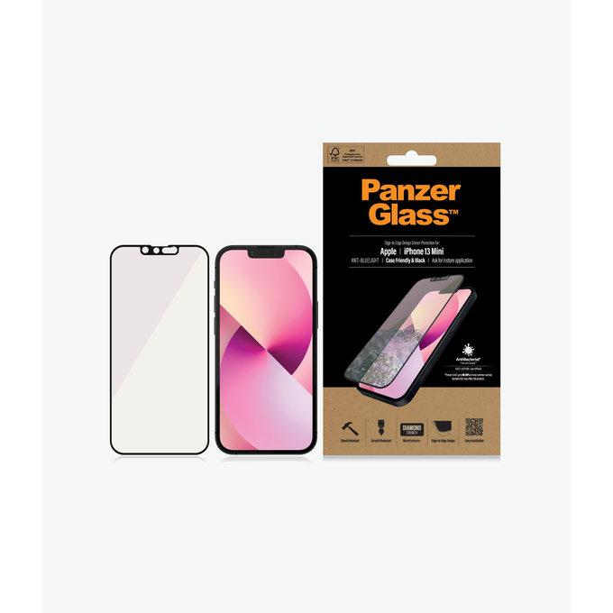 Προστατευτικό Γυαλί Case Friendly Anti-Bluelight AB για iPhone 13 mini, Μαύρο | Black | PanzerGlass