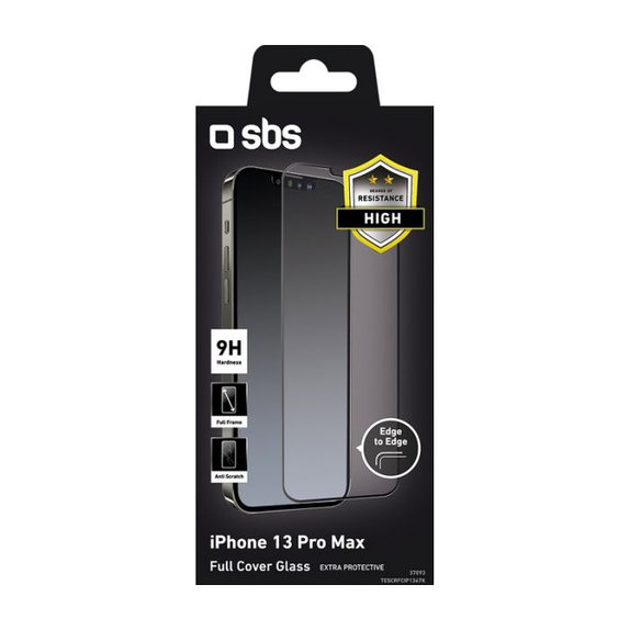 Προστατευτικό Γυαλί για iPhone 13 Pro Max, 14 Plus, Full Cover, Μαύρο, Black, SBS