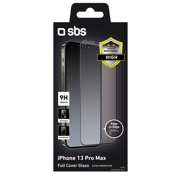 Προστατευτικό Γυαλί για iPhone 13 Pro Max, 14 Plus, Full Cover, Μαύρο, Black, SBS