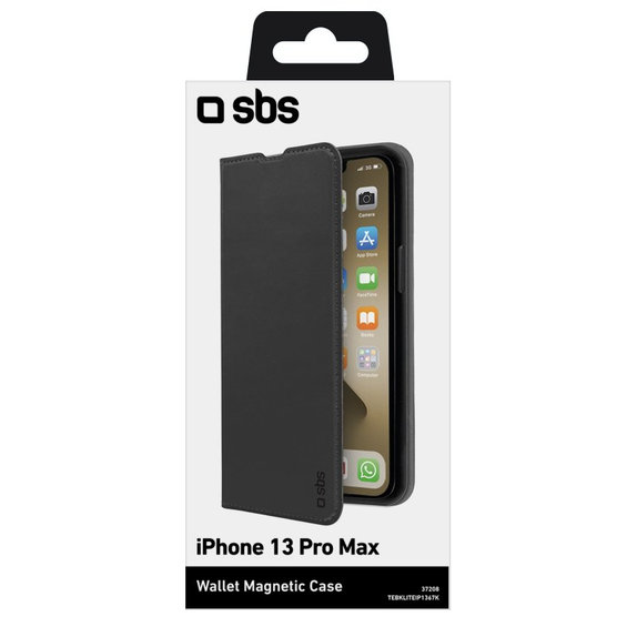Θήκη Βιβλίο Πορτοφόλι Lite για iPhone 13 Pro Max, Μαύρο, Black, SBS