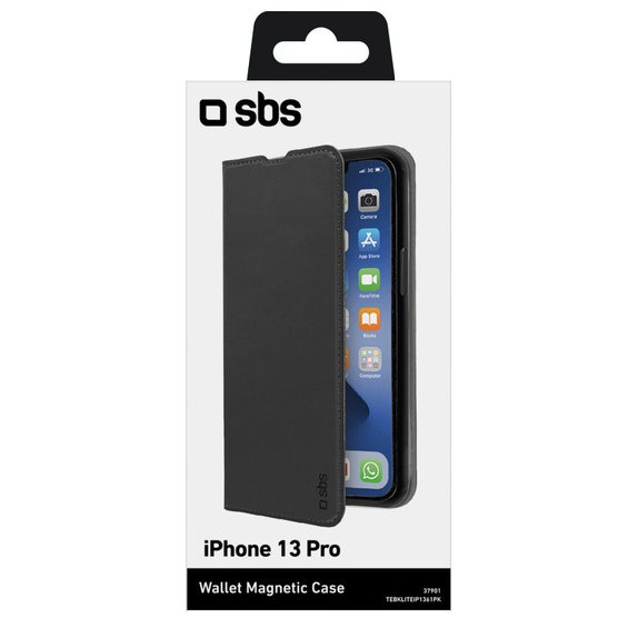 Θήκη Βιβλίο Πορτοφόλι Lite για iPhone 13 Pro, Μαύρο, Black, SBS