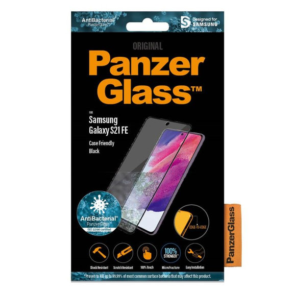 Προστατευτικό Γυαλί για Samsung S21 FE, Case Friendly AB, Μαύρο, Black, PanzerGlass