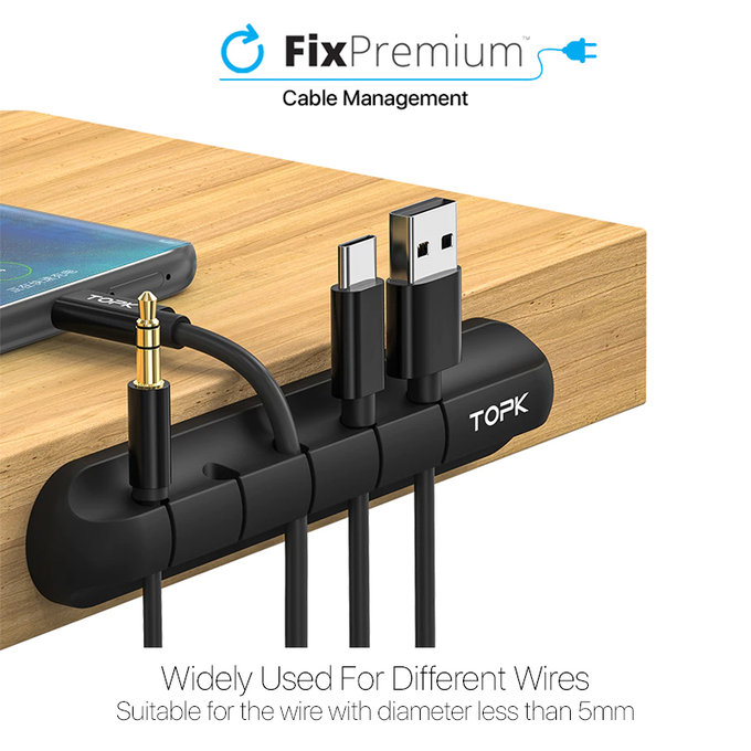 Οργανωτής Καλωδίων - Θήκη για 7 Καλώδια | Μαύρο | Black | TOPK