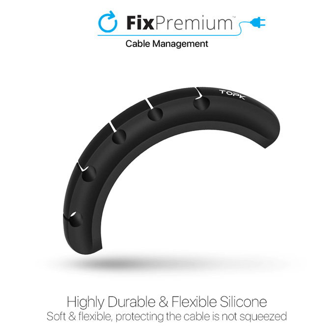 Οργανωτής Καλωδίων - Θήκη για 7 Καλώδια | Μαύρο | Black | TOPK